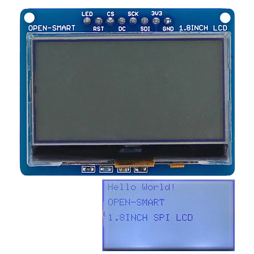 1.8″ SPI Monochrome LCD OPEN SMART 3.3V With ST7567 Driver